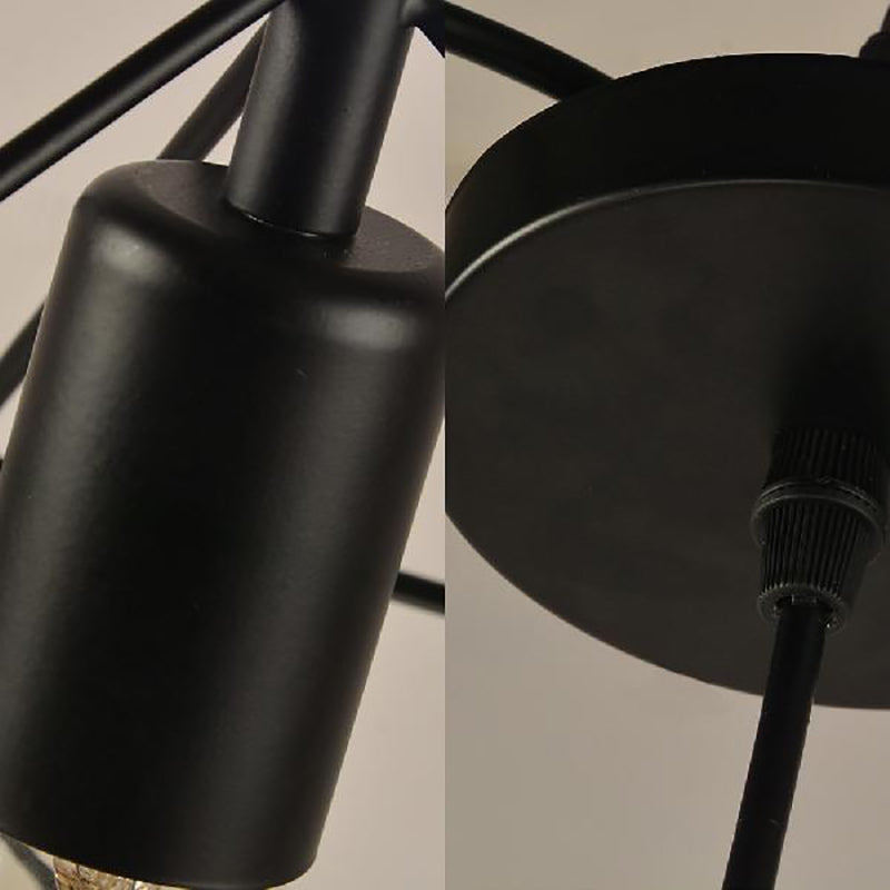 Industrial Black Metal Cubic Pendant Light For Dining Room