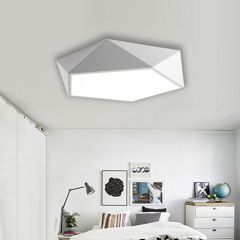 Geometric Metal Flush Mount Lighting With Led - White/Black 16.5/20.5/24.5 Wide