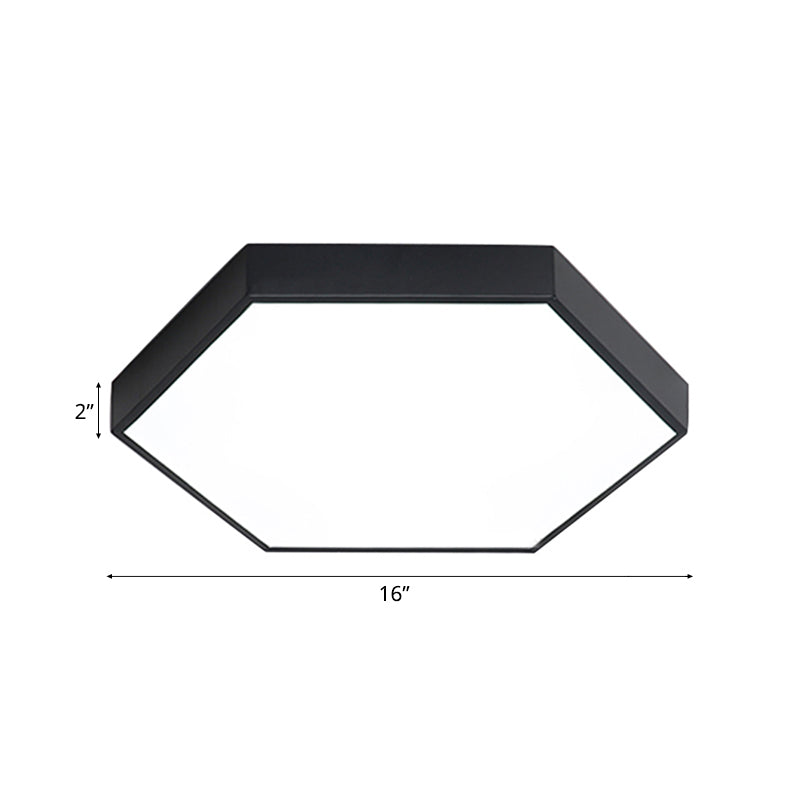 Modern Led Flush Mount With Metal Shade - Hexagon Design In Gray/Yellow/Blue White/Warm Light