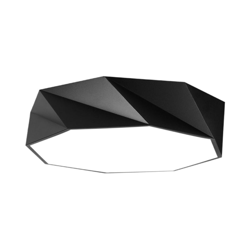 Modern Led Metal Flush Mount Lighting With Concave/Convex Shape - White/Black Ceiling