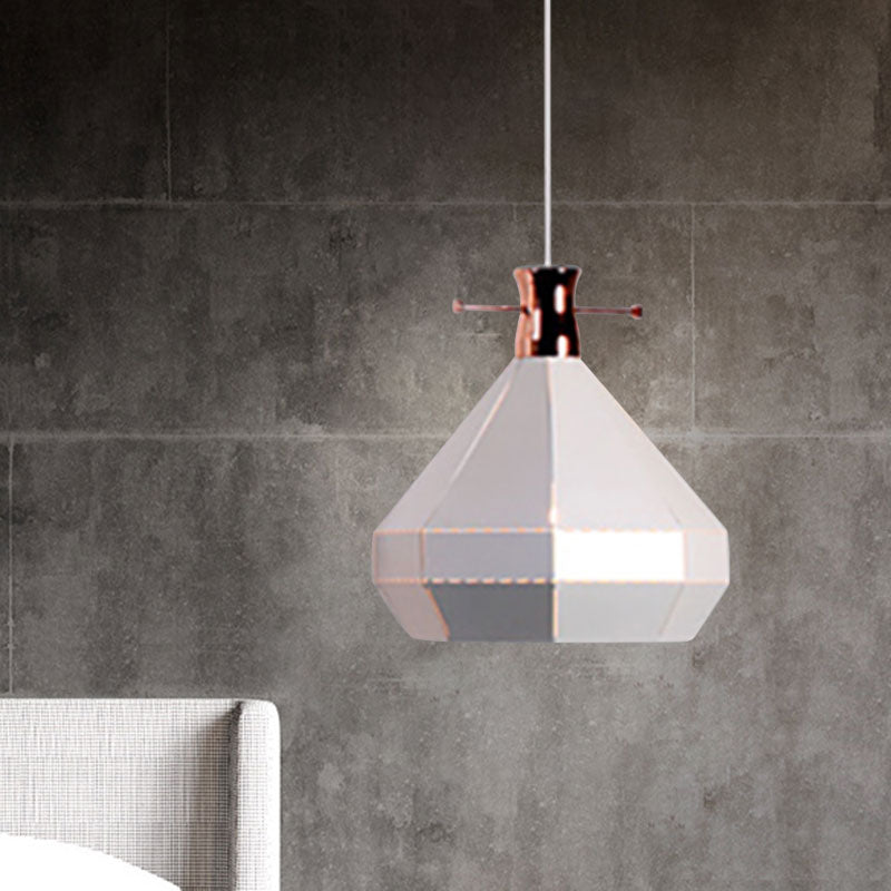 Modern Metal And Wood Pendant Light - Cylinder/Diamond Shade 1 Black/White