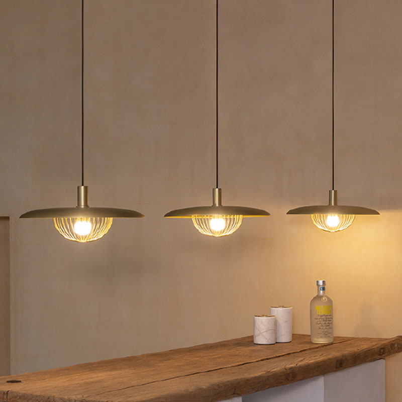 Modern Iron Wire Domed Pendant Light With Wooden Shade - Shop 1 Suspension