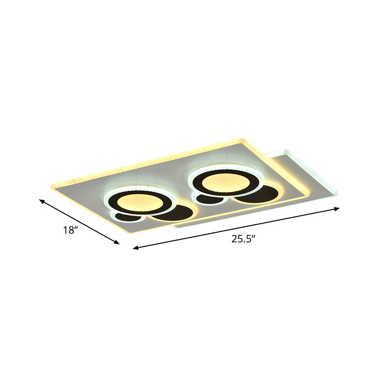 Modern Acrylic Led Flush Light In Black And White Round/Oval/Rectangle Shape - Perfect For Bedrooms