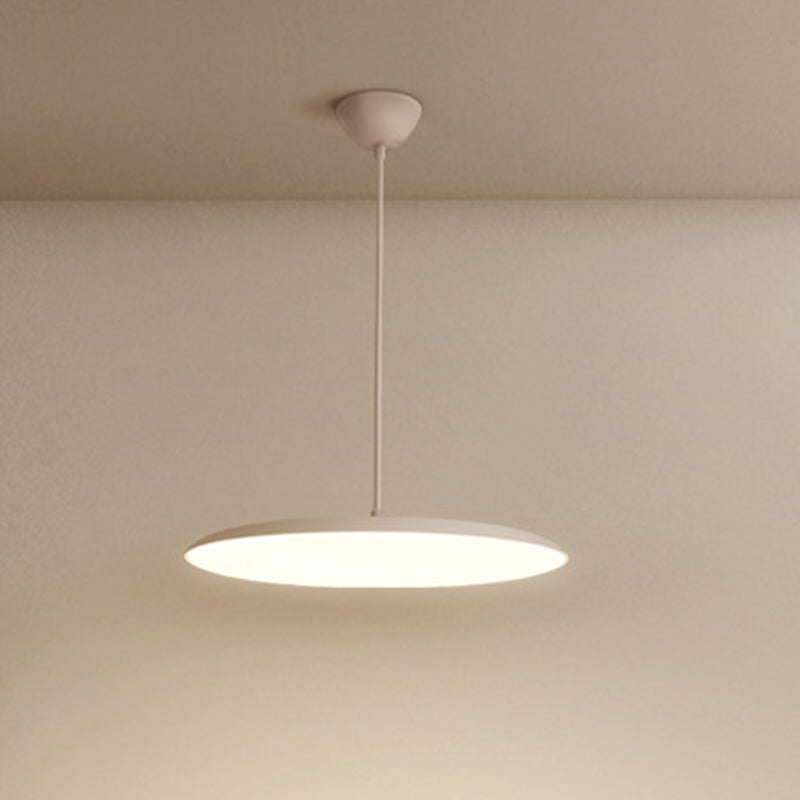 Sleek Led Bedroom Hanging Light Kit With Stylish White/Black Finish Pendant Lamp. Featuring Round