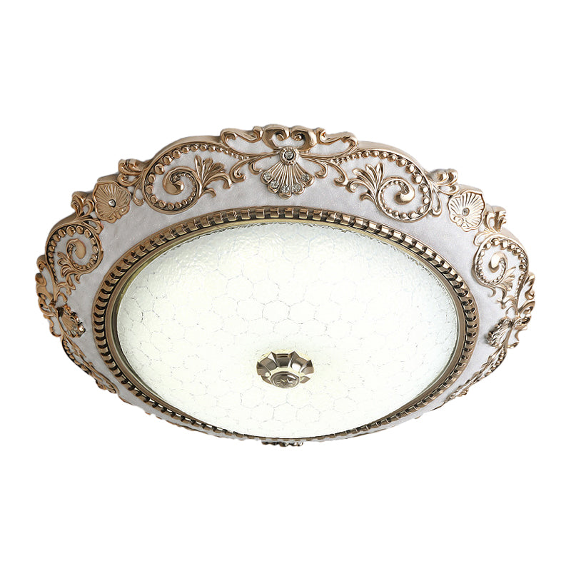 Vintage Cream Glass Dome Flush Mount Lamp - White Led Lighting Fixture 16’/18’/21.5’ Wide