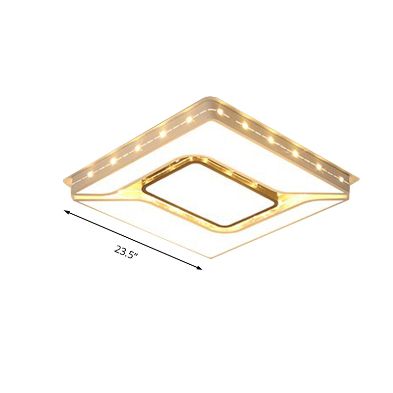 Led Bedroom Ceiling Light With Acrylic Shade - White Flush Mount In White/Warm (19.5/23.5 W)