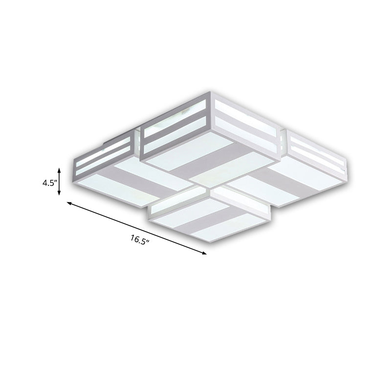 Modern Led Ceiling Lamp With Stripe Pattern In Warm/White Acrylic - Perfect For Bedroom Black/White