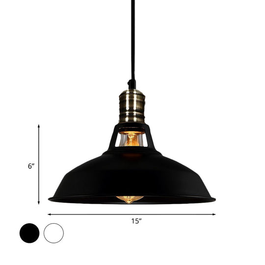 1-Head Barn Pendant Lighting Industrial Style Available In Black/White 10.5/12/15 Inch Diameter
