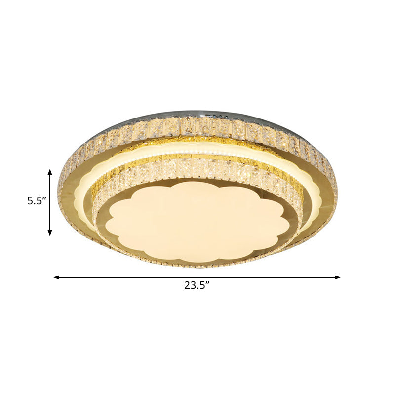 Modern Led Clear Crystal Ceiling Fixture Stainless Steel Flush Mount Lamp