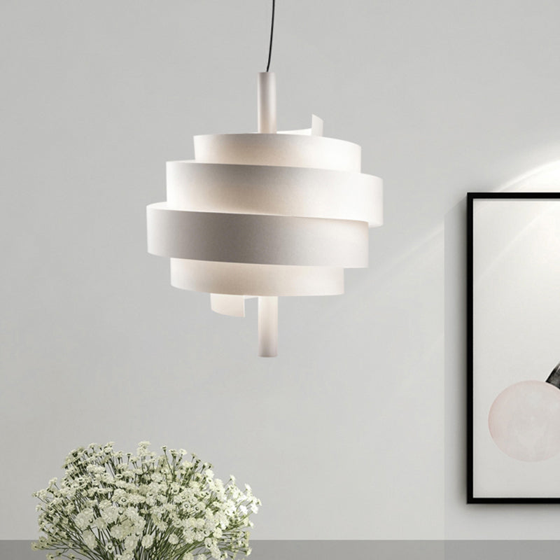 Modern Pink/Green/White Twirling Pendant Lamp - Stylish Metallic Hanging Light Fixture