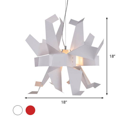 Origami Bird Pendant Lamp - White/Red Art Decor Hanging Light Fixture