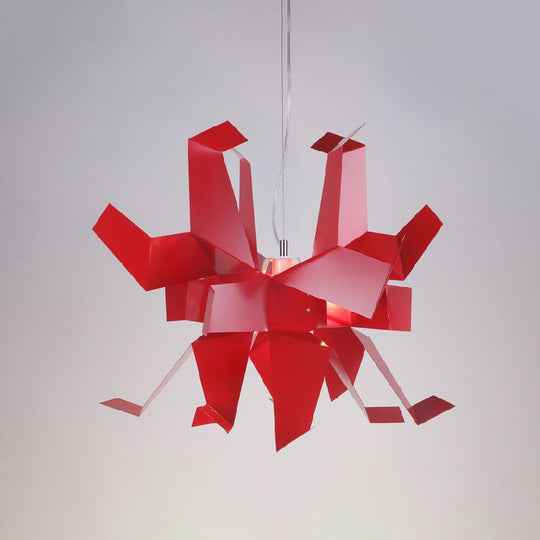Origami Bird Pendant Lamp - White/Red Art Decor Hanging Light Fixture