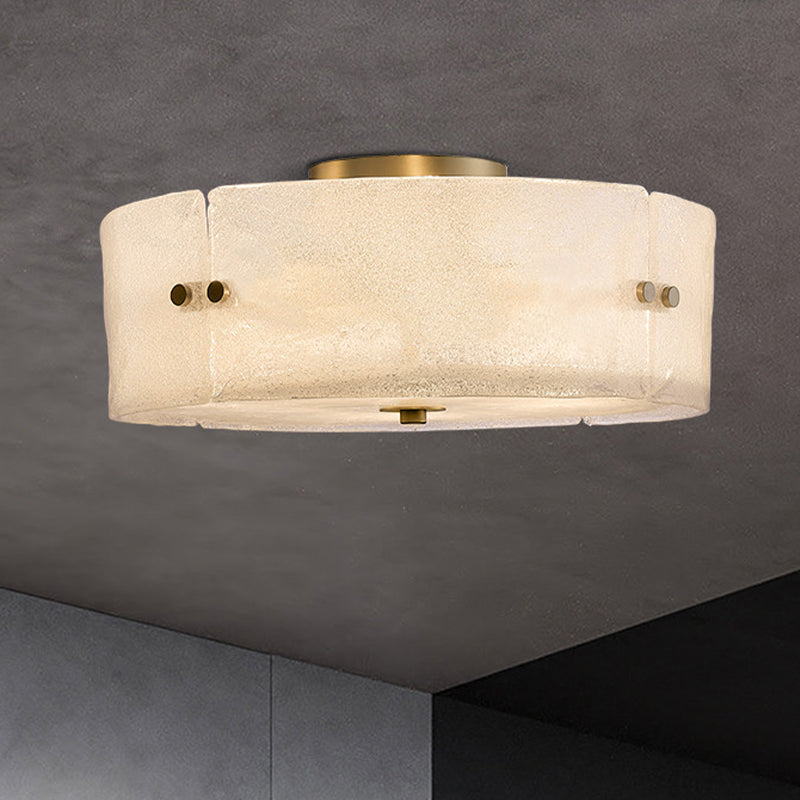 Mid Century White Glass Flush Mount Ceiling Light With 4-Bulb Circle Design