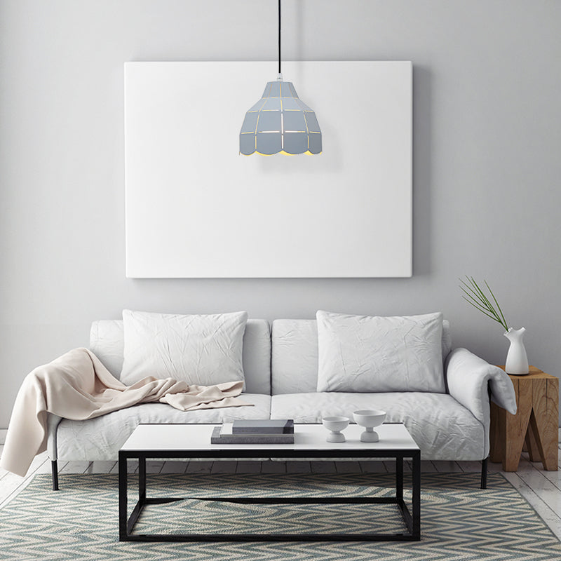 Modern Nordic Metal Pendant Light - Black/Gray/White/Yellow/Blue 1 Foldable Dining Room Hanging Lamp