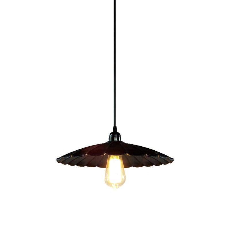 Scalloped Pendant Lamp - Antique Style 10/12 Dia 1 Head Metal Hanging Light Fixture For Kitchen