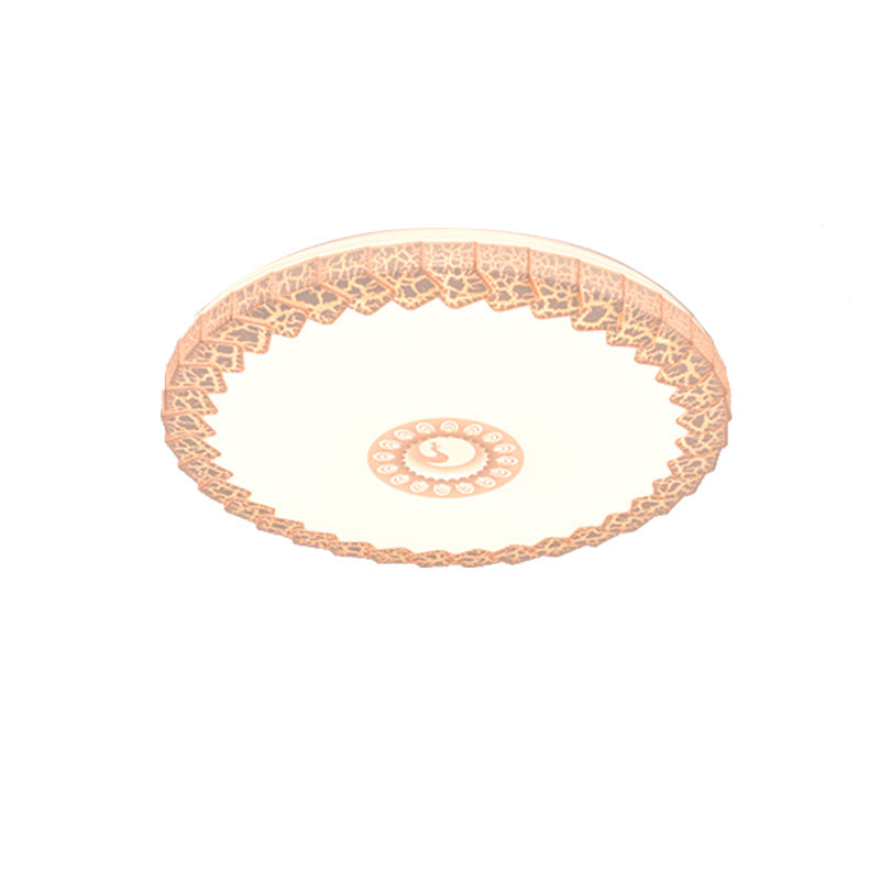 Modern Led Flush Mount Ceiling Light With Acrylic Shade In White/Blue/Gold Crackle Finish - Bedroom
