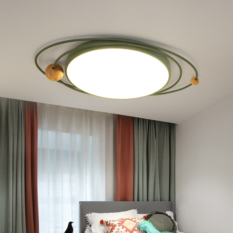 21’/26’/31’ Dia Round Flush Mount Light – Nordic Metal Gray/White/Green Led Ceiling For
