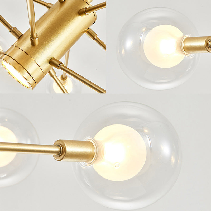Modern Gold Chandelier Lamp - 6/8 Lights With Clear Glass Shade Ceiling Hang Light For Living Room