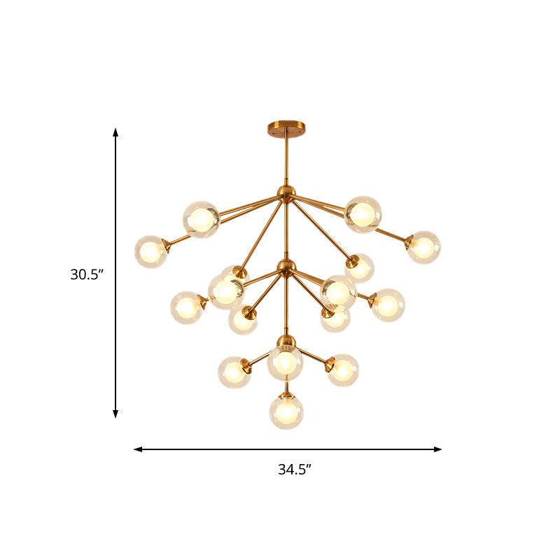 Sleek Sputnik Metal Chandelier With Clear Glass Sphere Shades - 4/7/10 Lights For Contemporary