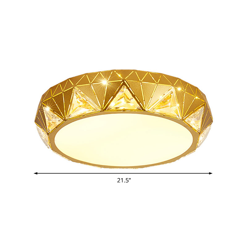 Modern Geometric Led Ceiling Lamp With Crystal Accent In White/Gold 12/18 W