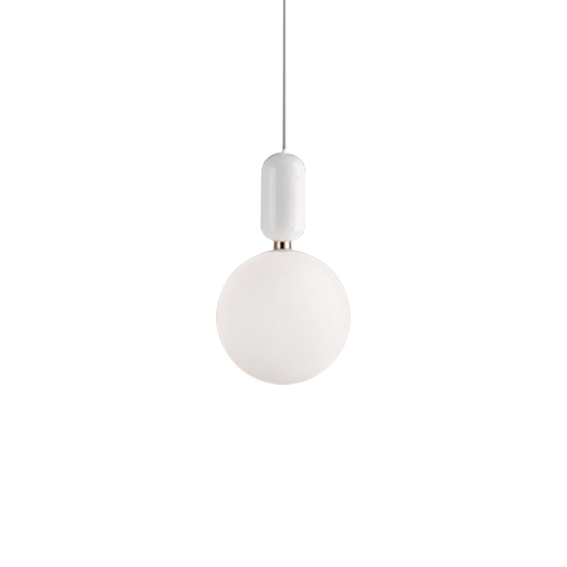 Modern Black/Gold/White Ball Pendant Light With Milky Glass Led Ceiling Fixture - 1 6/8/12 Wide