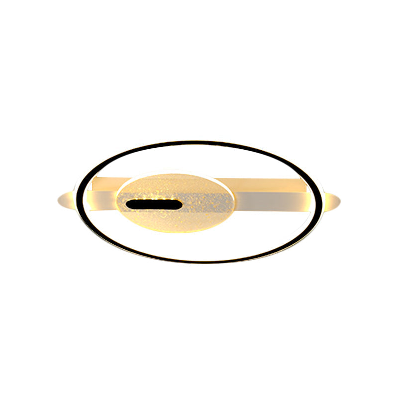 Black/Gold Led Semi - Flush Mount Acrylic Ceiling Lamp In Warm/White Light 16.5’/20.5’ Width