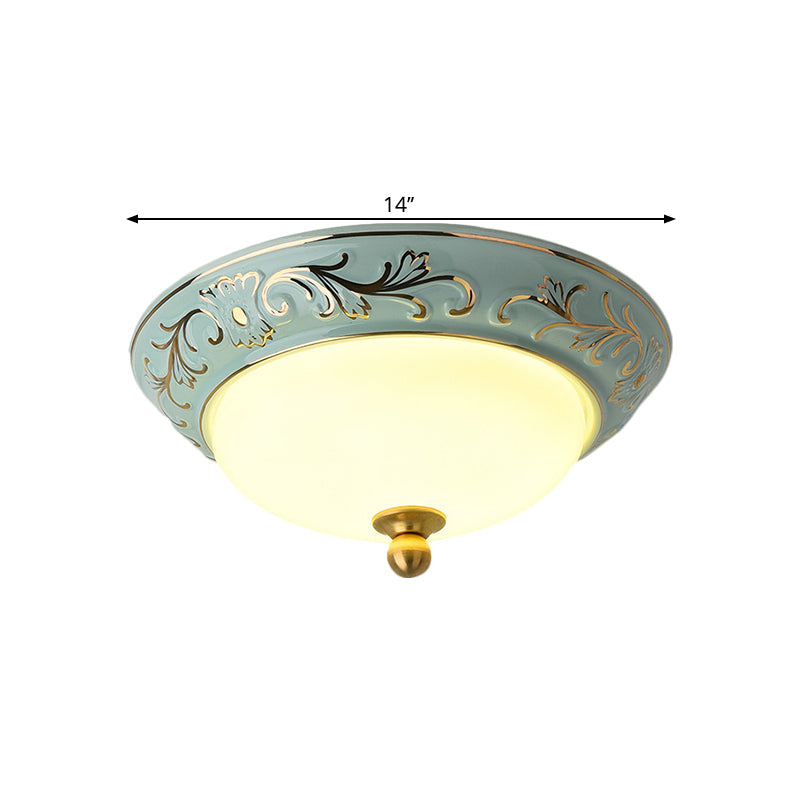 Blue Led Lodge Style Flush Mount Ceiling Light - 12/14 W Frosted Glass Warm/White