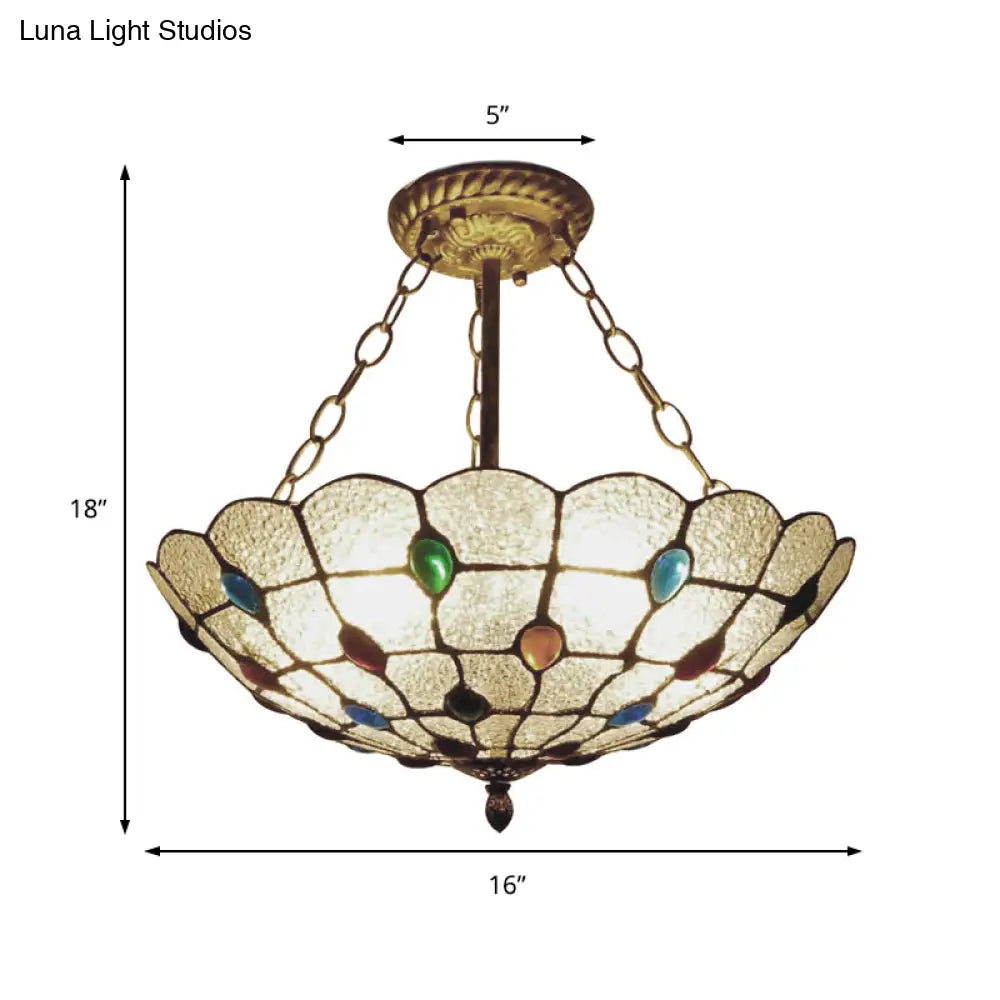 16’/19.5’ Wide Peacock Pendant Light Inverted Chandelier With Colorful Jewelry – Traditional