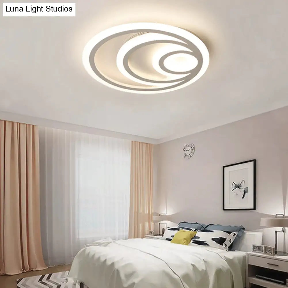 16’/19.5’ Wide Ripple Acrylic Flush Mount Led Ceiling Light Minimalist White Warm/White/3 -