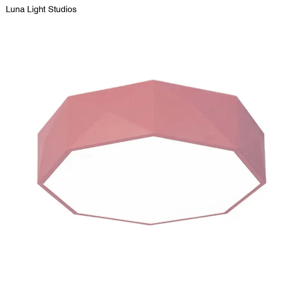 16’/20’ Dia Hexagon Macaron Acrylic Led Flush Mount Light For Girls Bedroom -