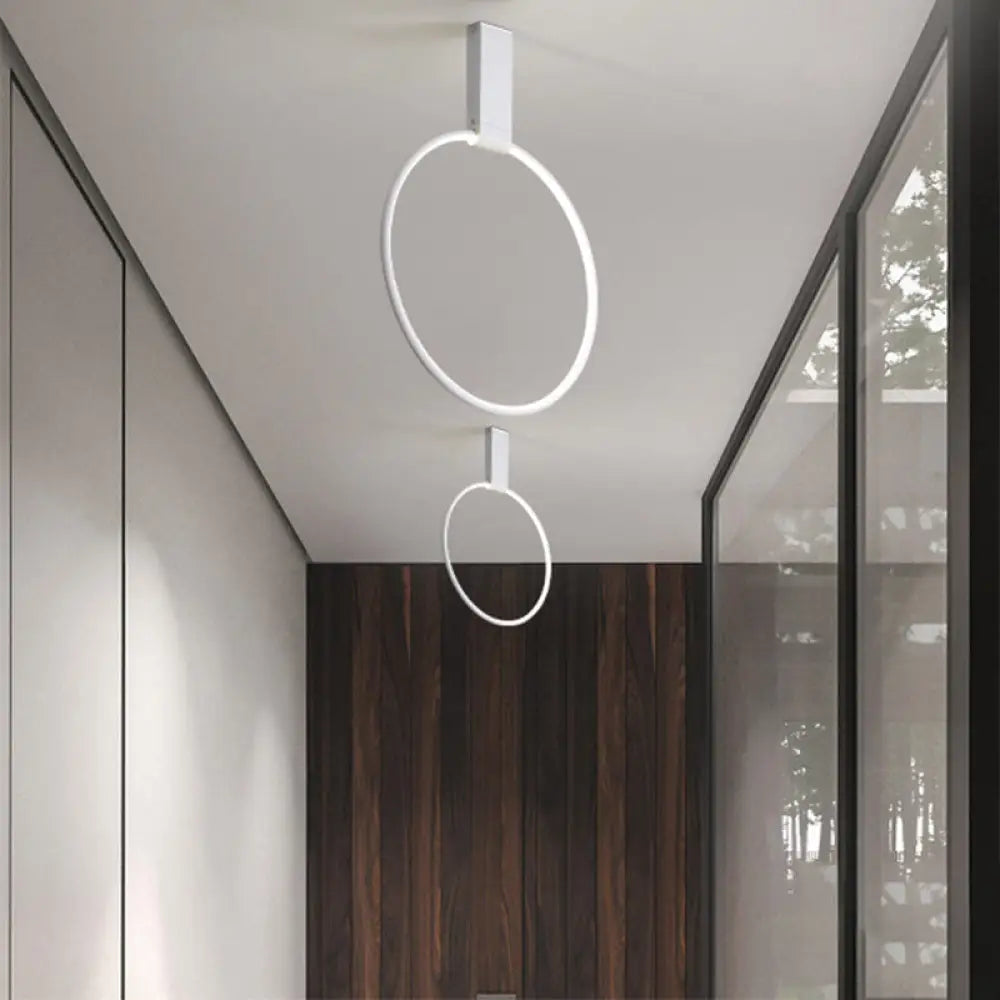 16’/23.5’ Wide Ring Led Flush Mount Ceiling Lamp In Modern Metallic Black/White/Gold Finishes