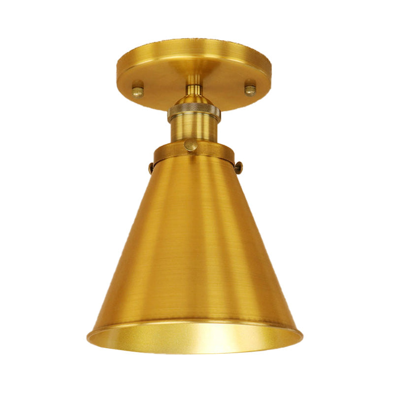 Metallic Vintage Style Rust/Copper Semi Flush Light Fixture - 1 Tapered Indoor Design