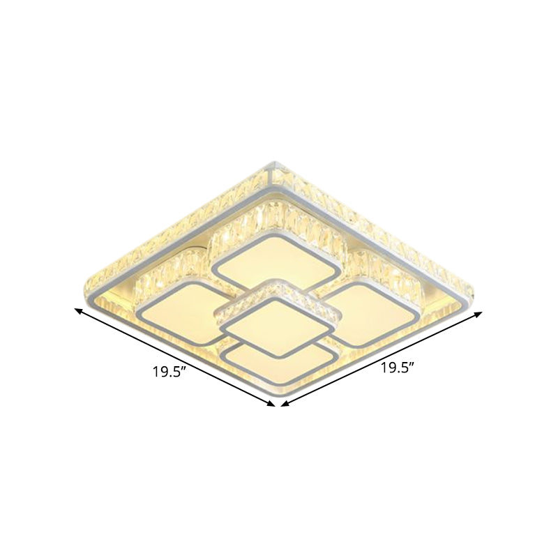 Led Crystal Flush Mount Ceiling Light In Contemporary Style - Choose Warm Or Cool White