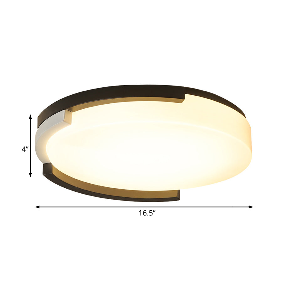 Simple Metal Led Flush Ceiling Light With Acrylic Diffuser In Black/White 16.5’/20.5’ Wide -