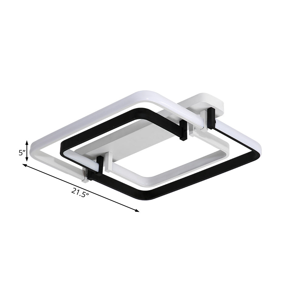 Contemporary Led Flush Ceiling Light: Round Edge Metal Black/White White/Warm Light - 18’/21.5
