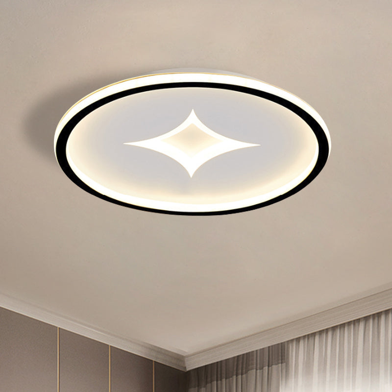 Simple Round Flush Mount Lamp: Acrylic Black/Gold Led Lighting Warm/White Light For Bedroom Black /