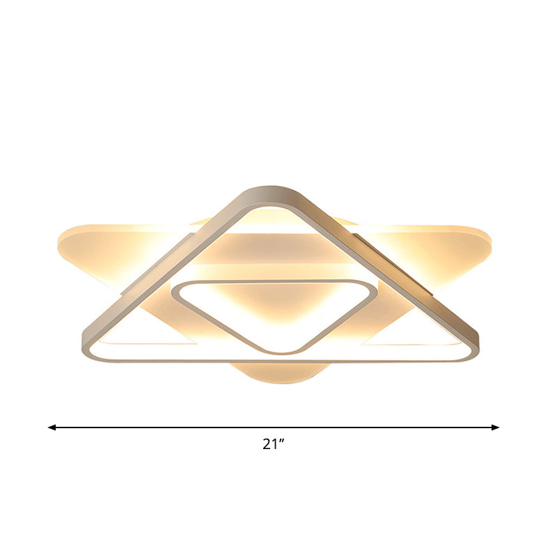 Nordic Acrylic Triangle Flush Mount Led Ceiling Light - 17’/21’/25’ Wide Warm/White