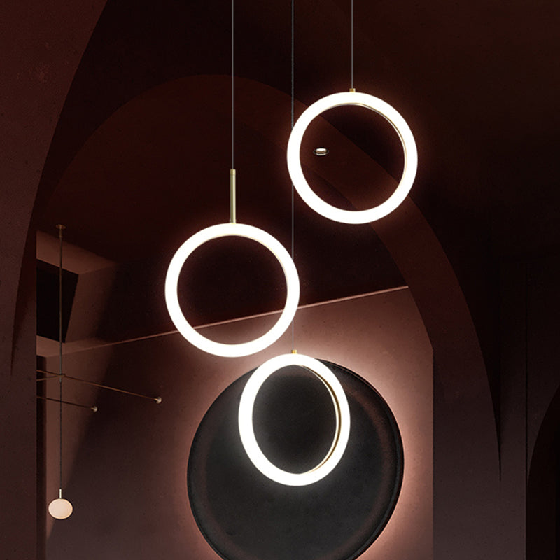 Nordic Acrylic Chandelier - Circular 1/3 Lights Gold Hanging Light Kit For Restaurants