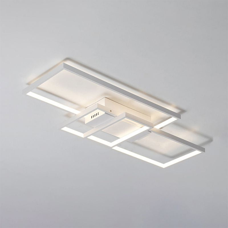 Contemporary Acrylic Led Flush Ceiling Light - 33.5/41 Wide Flushmount Lighting In Black/White
