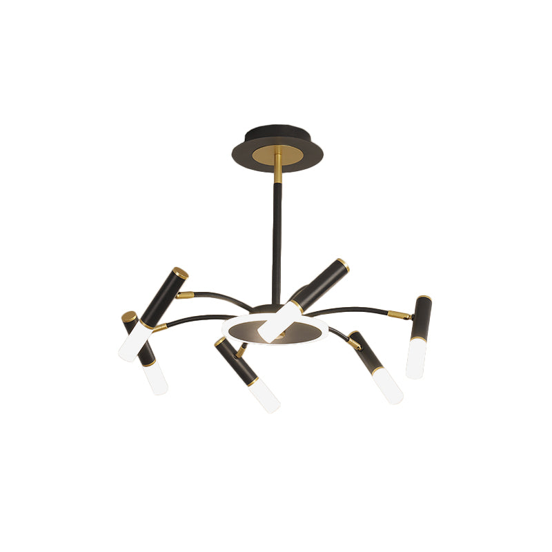 Metallic Tube Hanging Chandelier - Retro 6/8/10-Head Black-Gold Warm/White Suspension Lighting