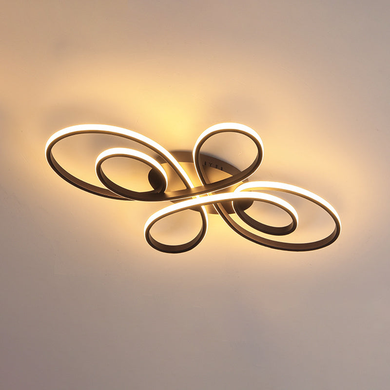 Modern Ribbons Led Ceiling Flush Mount Light In Warm/White Multiple Sizes & Colors
