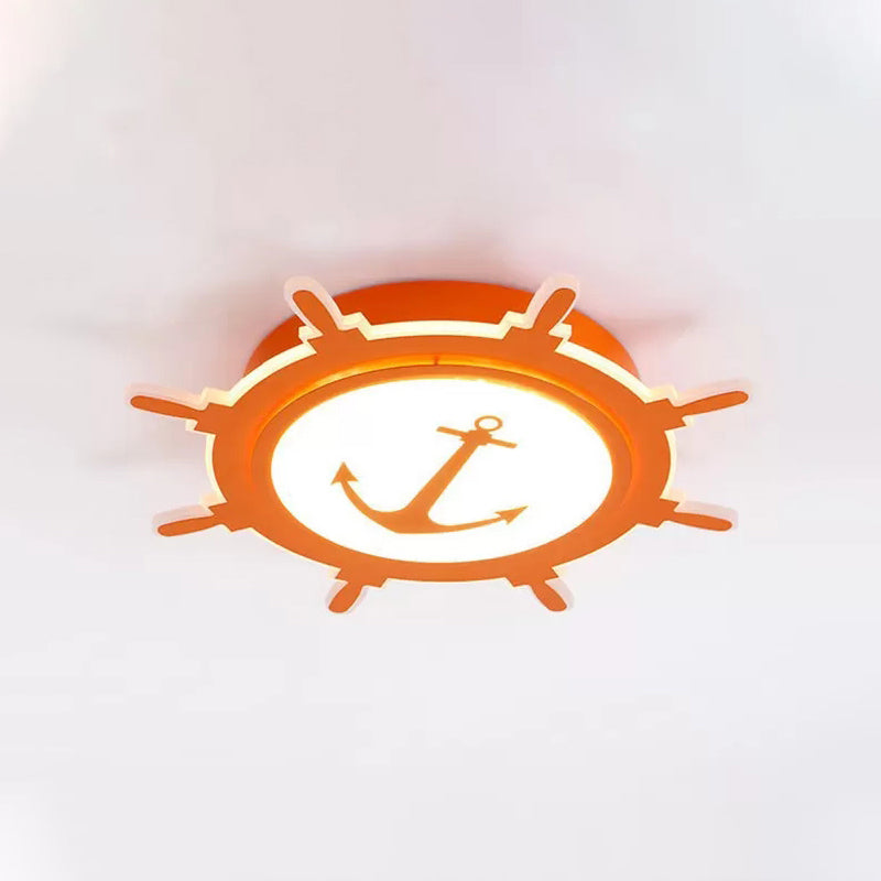 Colorful Cartoon Rudder Led Ceiling Lamp For Girls Bedroom Orange / 16.5