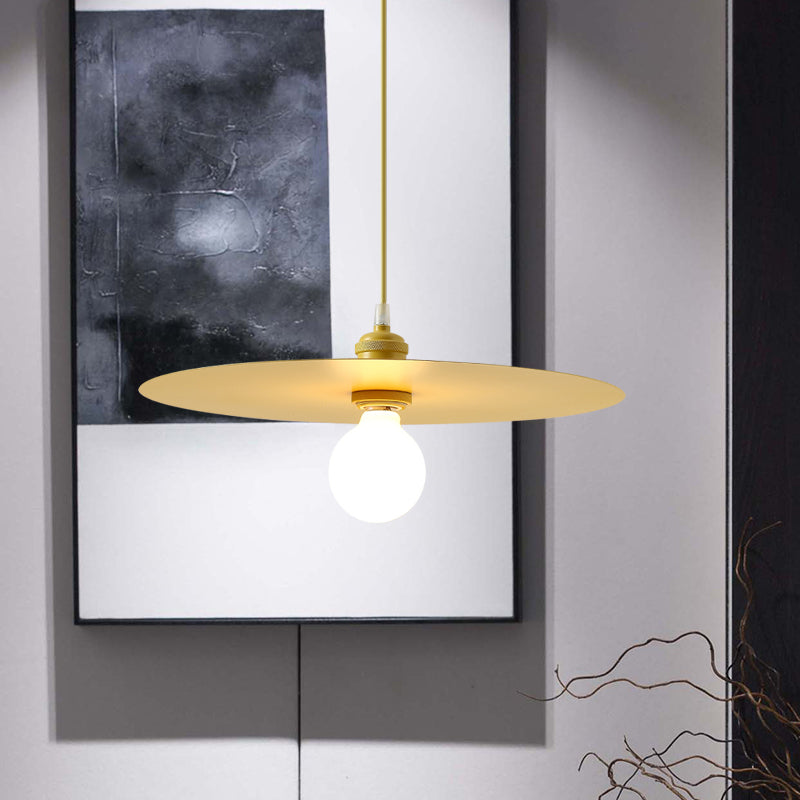 Macaron Pendant Light With Metal Disc Shade - Single Bulb Multi-Color Options