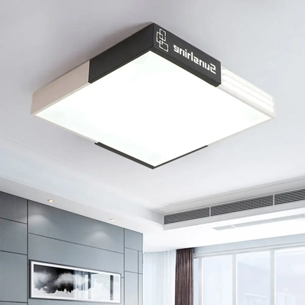 19.5’/23.5’ Modern Led Square Acrylic Ceiling Lighting In White For Living Room / 19.5’ Warm