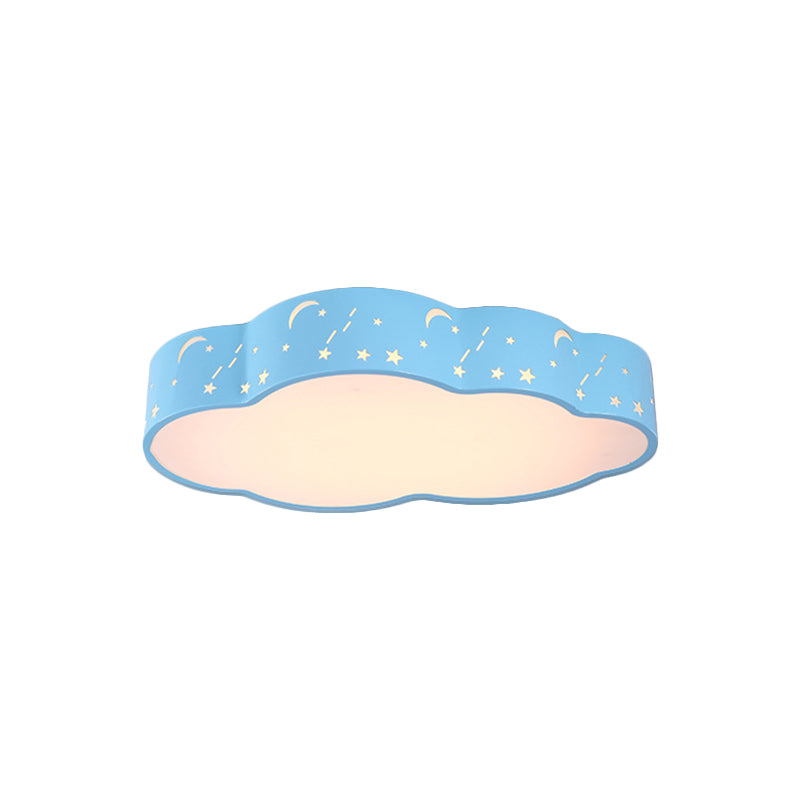 Hollowed-Out Cloud Led Flush Light: Macaron Acrylic Red/Yellow/Blue 20.5/24.5 Width