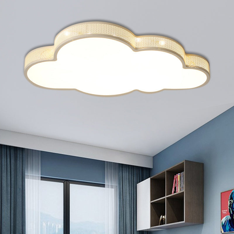 Macaron Perforated Cloud Ceiling Lamp Metal And Acrylic Flush Mount For Hallway Led Light White