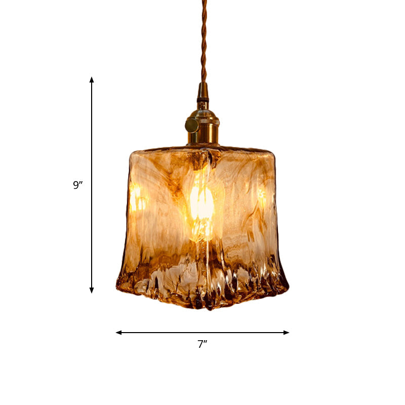 Modernist Alabaster Glass Pendant Light With Brass Finish For Dining Room Trapezoid/Cone/Cuboid
