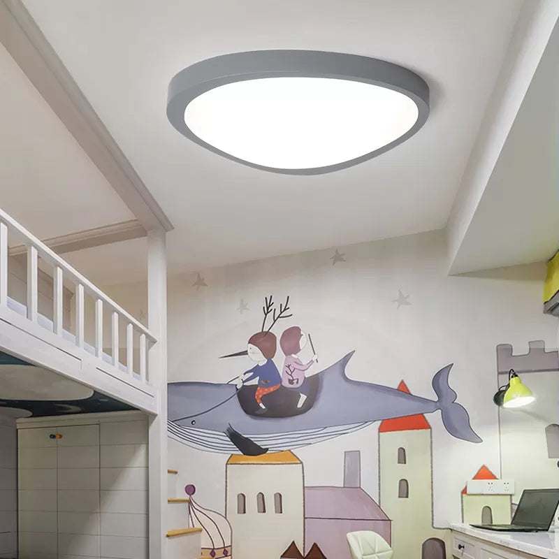 Macaron Loft Acrylic Triangle Led Flush Ceiling Light For Baby Room - Candy Colored Lamp Grey /