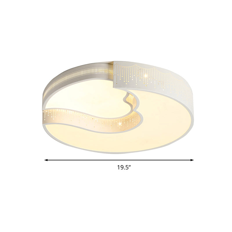 Modern White Metal Led Flushmount Ceiling Lamp For Living Room & Kitchen