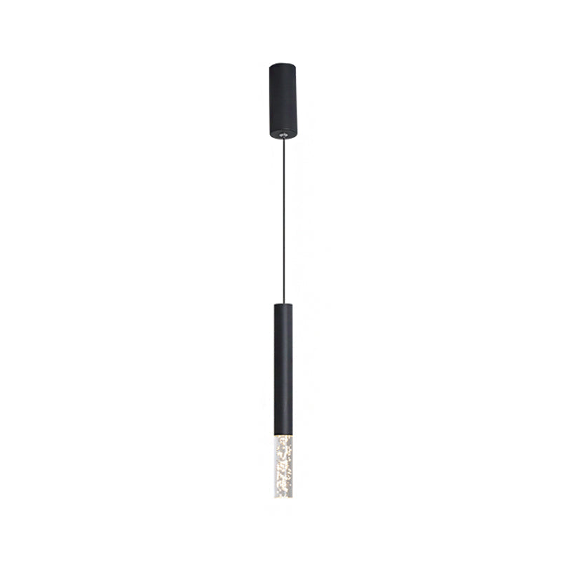 Black Tube Pendant Led Light Kit With Simple Acrylic Design Warm/White 10-12.5 Height